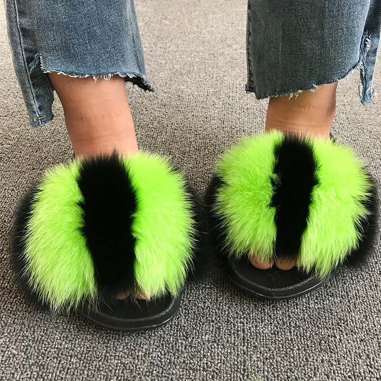 Wholesale fox fur slippers women's outdoor slippers home fur fur slippers